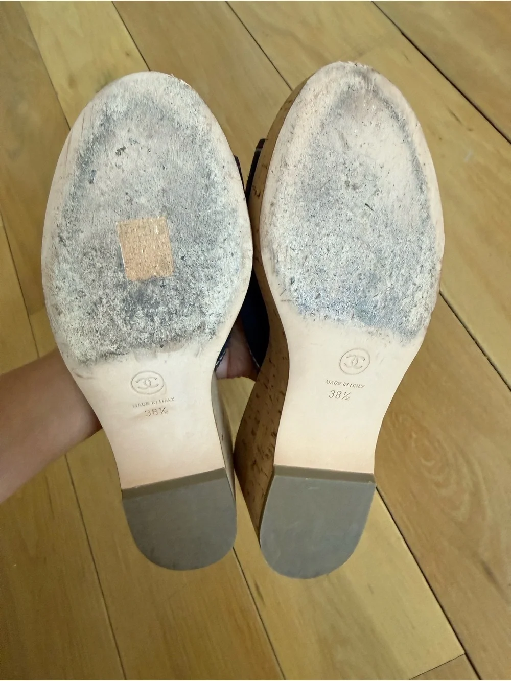 CHANEL suede slide